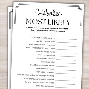 Coworker Most Likely Game Office Party Game Printable Team Building Games Office Games Staff Meeting Games Ice Breaker Games Work Party Game