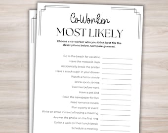 Coworker Most Likely Game Office Party Game Printable Team Building Games Office Games Staff Meeting Games Ice Breaker Games Work Party Game