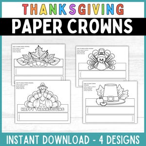 Thanksgiving papieren kroon afdrukbare Thanksgiving papieren kronen Thanksgiving hoofdband Thanksgiving kleurplaat afdrukbare Thanksgiving Craft