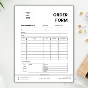 Editable Order Form Template Purchase Order Form Template Fillable Order Form For Small Business Invoice Template Canva Template Order Forms