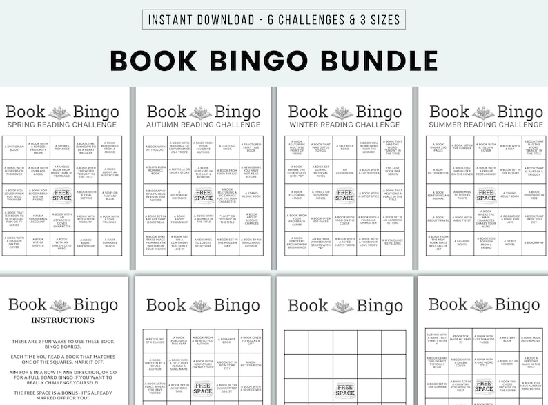 Book Bingo Printable Book Bingo Challenge Reading Challenge Book Club ...