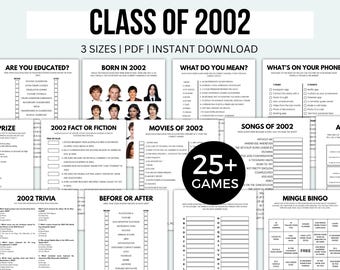 25th Reunion Games Printable Class of 2002 Games Graduated In 2002 Games 25th Class Reunion Class Reunion Ideas Reunion Party Games 25 Years