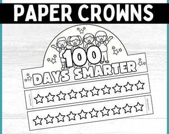 100 Days Of School Paper Crown Printable Paper Crown 100th Day of School Paper Crown Template 100 Days Of School Headband 100 Days Craft