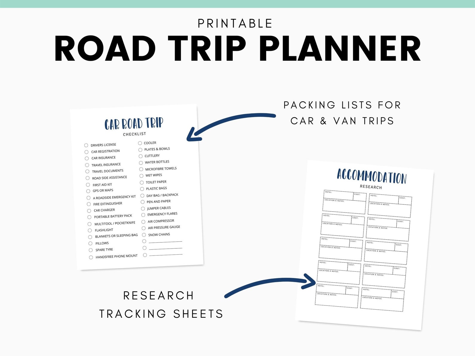 Printable Road Trip Planner Travel Planner RV Planner Road Trip