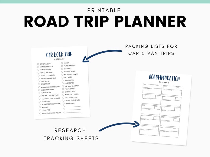 Printable Road Trip Planner Travel Planner RV Planner Road Etsy