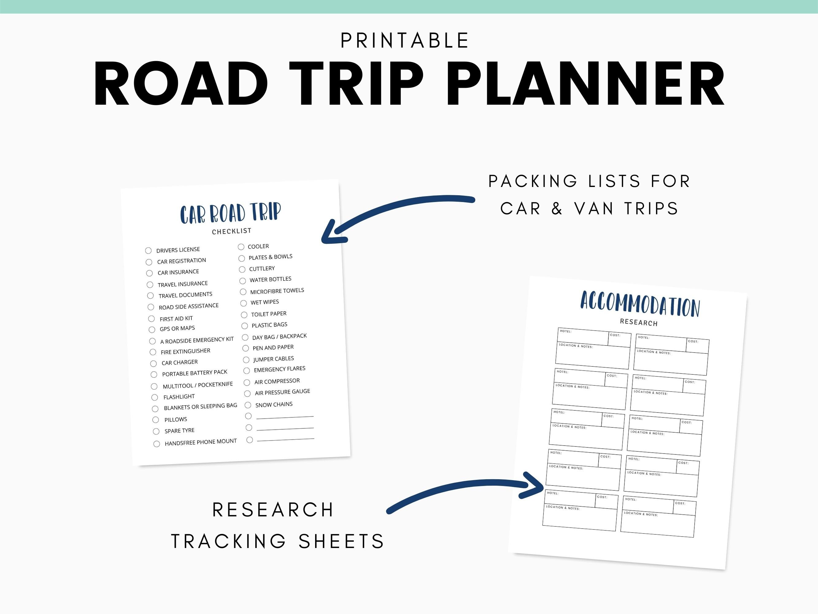 Printable Road Trip Planner Travel Planner RV Planner Road Trip 
