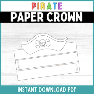 Pirate Paper Crown Printable Pirate Hat Paper Crown Pirate Hat Headband Pirate  Hat Coloring Activity Printable Pirate Party Craft Favor