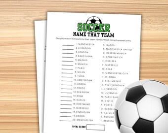 Soccer Trivia Game Printable Soccer Party Game Soccer Game Soccer Quiz Soccer Name That Team Soccer Theme Games  World Cup Soccer Birthday