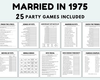 50th Anniversary Games Bundle Printable Anniversary Games Married In 1975 Games 50th Wedding Anniversary Games 50th Anniversary Party Game