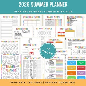 Summer Planner 2026 Printable Summer Camp At Home Summer Schedule For Kids Summer Activities Editable Summer Planner For Kids 2026 Planner