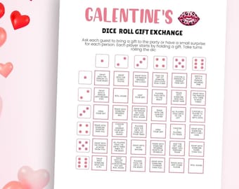 Galentines Day Gift Exchange Dice Game Printable Galentines Party Gift Exchange Game Galentine's Day Party Game Dice Roll Game