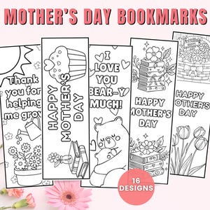 Segnalibri per la festa della mamma Stampabili Attività per la festa della mamma Lavoretti per la festa della mamma Segnalibri da colorare Regalo per la festa della mamma per la mamma Segnalibri stampabili