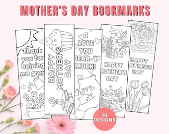 Mother's Day Bookmarks Printable Mother's Day Activity Mother's Day Craft Coloring Bookmarks Mother's Day Gift For Mom Printable Bookmarks