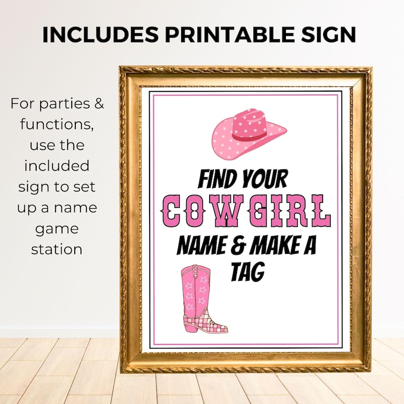 What's Your Cowgirl Name Party Game Printable Cowgirl Game Cowgirl Name ...