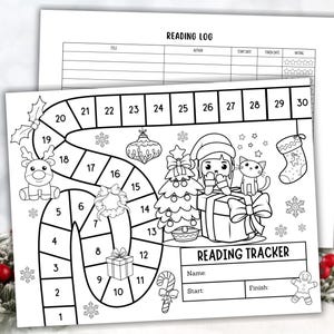 Winter-Lesechallenge Lese-Tracker für Kinder zum Ausdrucken Buch-Tracker Lesetagebuch Kinder-Leseherausage-Buch-Abenteuer-Lesekarte