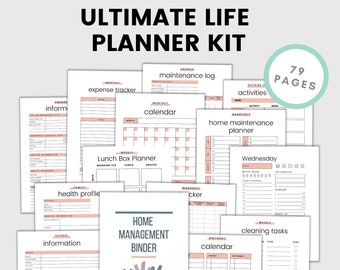 Life Planner Printable Home Binder | Budget Planner Meal Planner Maintenance Planner Family Planner