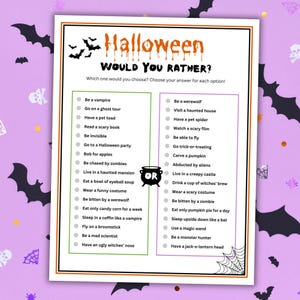 ¿Prefieres este juego de Halloween? ¿Prefieres los juegos de fiesta de Halloween? Juegos de fiesta imprimibles para Halloween ¿Prefieres esto o aquello?