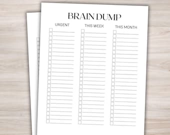 ADHD Brain Dump Planner Printable Brain Dump Templates Executive Function planner To Do List Task Tracker ADHD Organization ADHD Planner