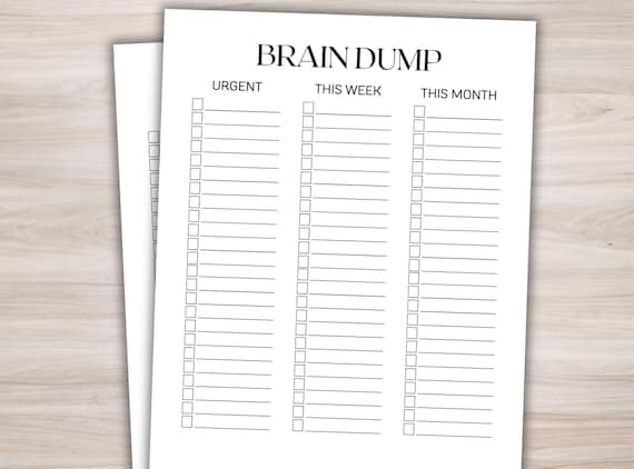 ADHD Brain Dump Planner Printable Brain Dump Templates Executive Function planner To Do List Task Tracker ADHD Organization ADHD Planner