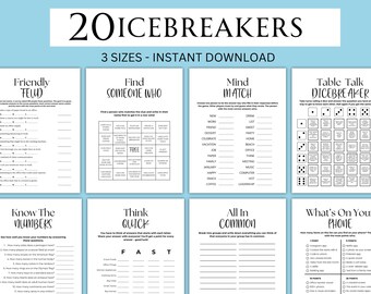 Icebreaker Games Office Party Games Printable Team Building Games Office Games Staff Meeting Games Table Talk Games Icebreaker Questions