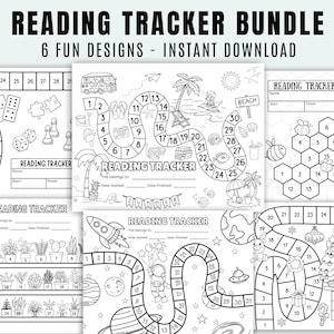 Tracker di lettura per bambini Stampabile Pacchetto tracker di lettura per bambini Registro di lettura Tracker di libri per bambini Sfida di lettura per bambini Mappa di lettura avventurosa