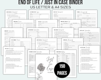 End of Life planner Just In Case Binder Printable Emergency Binder Death Binder Legacy Journal Death Planner Emergency Planning Life Planner