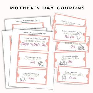 Muttertag Couponbuch druckbare Muttertags Coupons druckbare Muttertagsgeschenk Last Minute Mom Gift druckbare Coupons für Mama