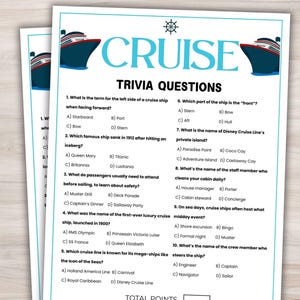 Cruise Trivia Game Printable Cruise Games Cruise Quiz Family Cruise Game Vacation Game Cruise Ship Party Cruise Printables Cruise Activities