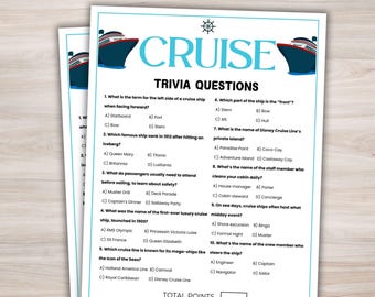 Cruise Trivia Game Printable Cruise Games Cruise Quiz Family Cruise Game Vacation Game Cruise Ship Party Cruise Printables Cruise Activities