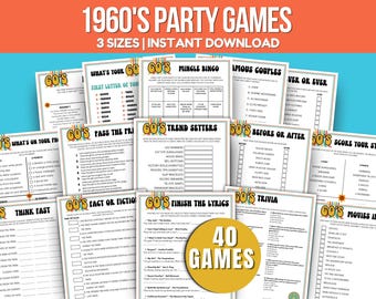 1960er Gesellschaftsspiele 60er Geburtstagsparty Gesellschaftsspiele 60er Jahre Party Spiele Bundle 60. Geburtstag Gesellschaftsspiele 1960er Trivia 1960er Themenspiele