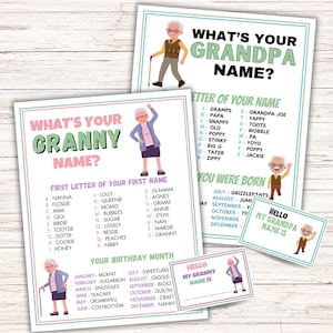 Grandparents Day Game 100 Days Of School Activity What&#39;s Your Granny Name Whats Your Grandpa Name Game Printable Grandparents Day Activity
