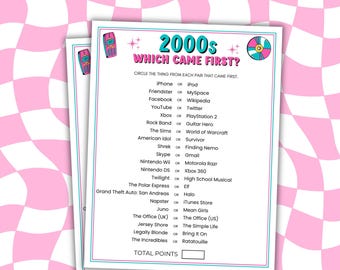 2000s Trivia Game 2000s Party Game Which Came First 2000s Birthday Party Printable Party Games 00s Party Game 2000th Birthday Party Game