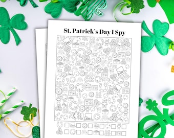 St Patricks Day I Spy Printable St Patricks Day Game St Patricks Day Party Game St Patricks Day Hidden Object Game St Patricks Games