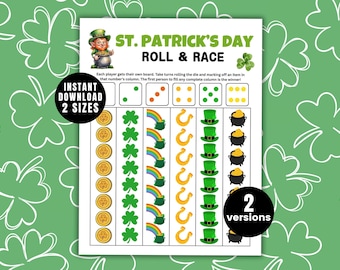 St Patricks Roll and Race Game St Patricks Day Party Games St Patricks Day Game Classroom Party St Patricks Activity St Pattys Day Fun