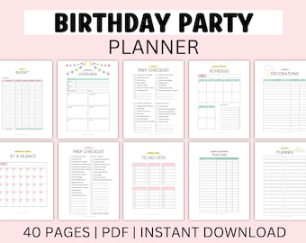 Planificador de fiestas imprimible, planificador de eventos, planificador de cumpleaños, lista de verificación para fiestas en PDF, planificador de cumpleaños, organizador de eventos, lista de verificación para fiestas de cumpleaños
