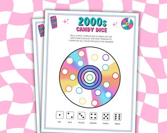 2000s Candy Dice Game 2000s Party Games 00s Party Printable Party Games 00s Party Games 2000s Birthday Party Games Dice Games Candy Game