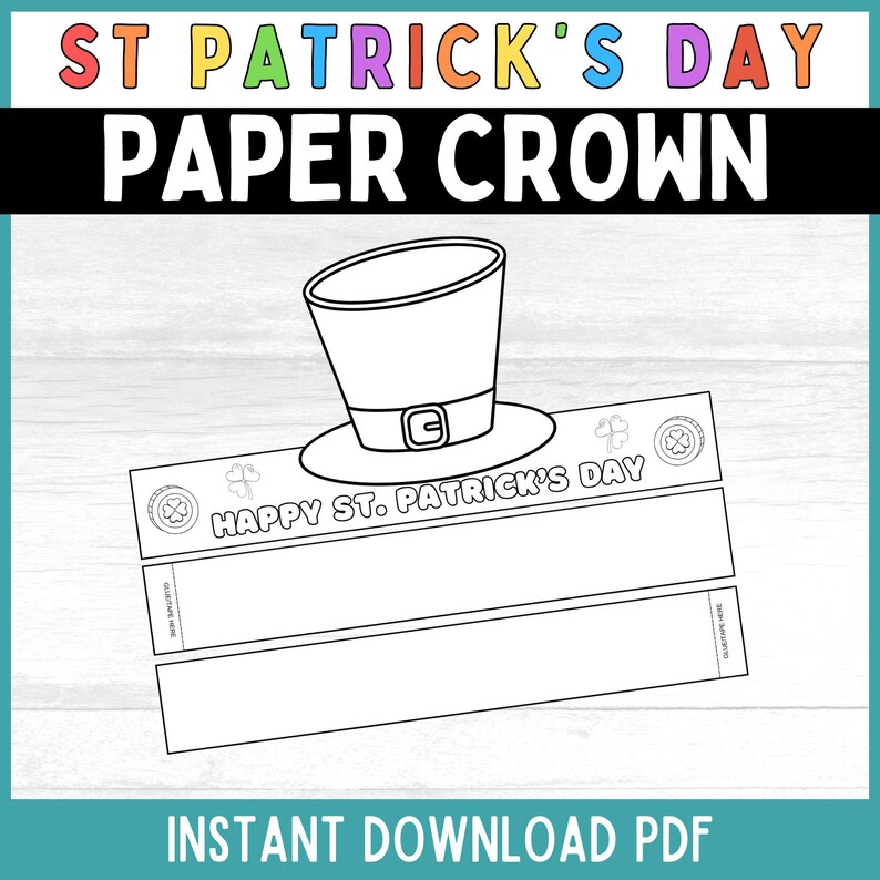 St Patrick's Day Paper Crown Printable St Patricks Day Headband St ...