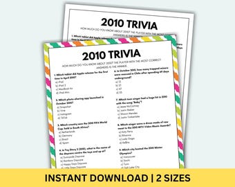 2010 Trivia Game Printable Birthday Games Born In 2010 Game Birthday Games Anniversary Games 2010 Trivia Questions Graduated 2010 Quiz