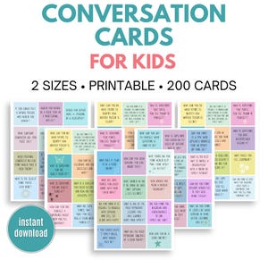 Conversation Cards For Kids, Conversation Starters For Kids, Conversation Games For Kids, Kids Conversation Cards