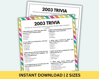 2003 Trivia Game Printable Birthday Games Born In 2003 Game Birthday Games Anniversary Games 2003 Trivia Questions Graduated 2003 Quiz