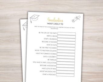 Die Graduierung Spiel Graduation Party Game Printable Fun Die Graduierung Party Spiele Die Graduierung Wer ist am wahrscheinlichsten Spiel?