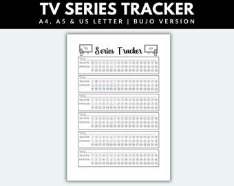 Rastreador de series de TV Lista de series para ver Rastreador de series Rastreador de episodios Rastreador de series vistos Página imprimible de Bullet Journal Rastreador de episodios BUJO