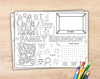 Family Reunion Activity Placemat Printable Family Reunion Coloring For Kids Family Reunion Placemat Printable Reunion Activity Mat