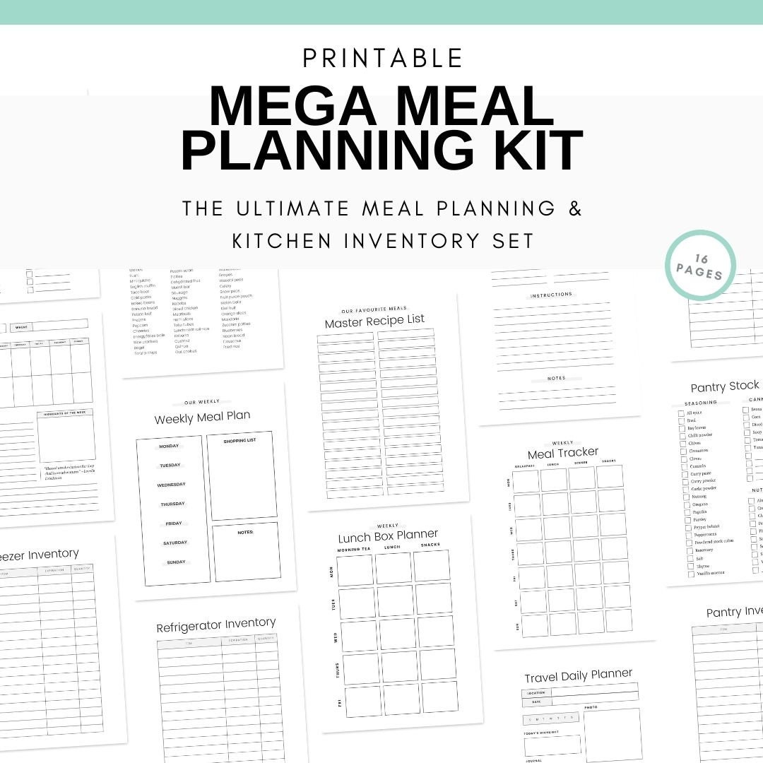 Weekly Meal Planner Printable | Monthly Meal Planner PDF and Grocery ...