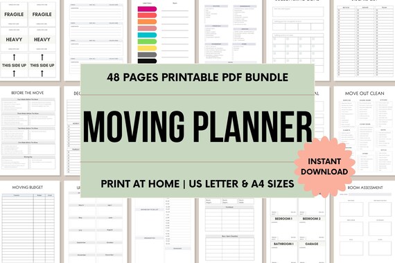 Printable Moving Planner Kit | Moving Checklist | Moving Binder Kit | Relocation Planner | Moving House Bundle