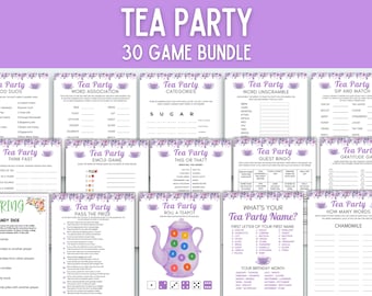 Paquete de juegos para fiesta de té: actividades para damas, juegos para la hora del té, imprimibles para fiesta de té, juegos para niños, fiesta de té en el jardín.