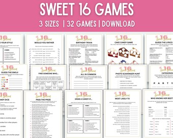 16th Birthday Party Games Sweet 16 Party Activities Teen Party Games Printable Sweet 16 Birthday Games 16th Party Games Sweet Sixteen Games