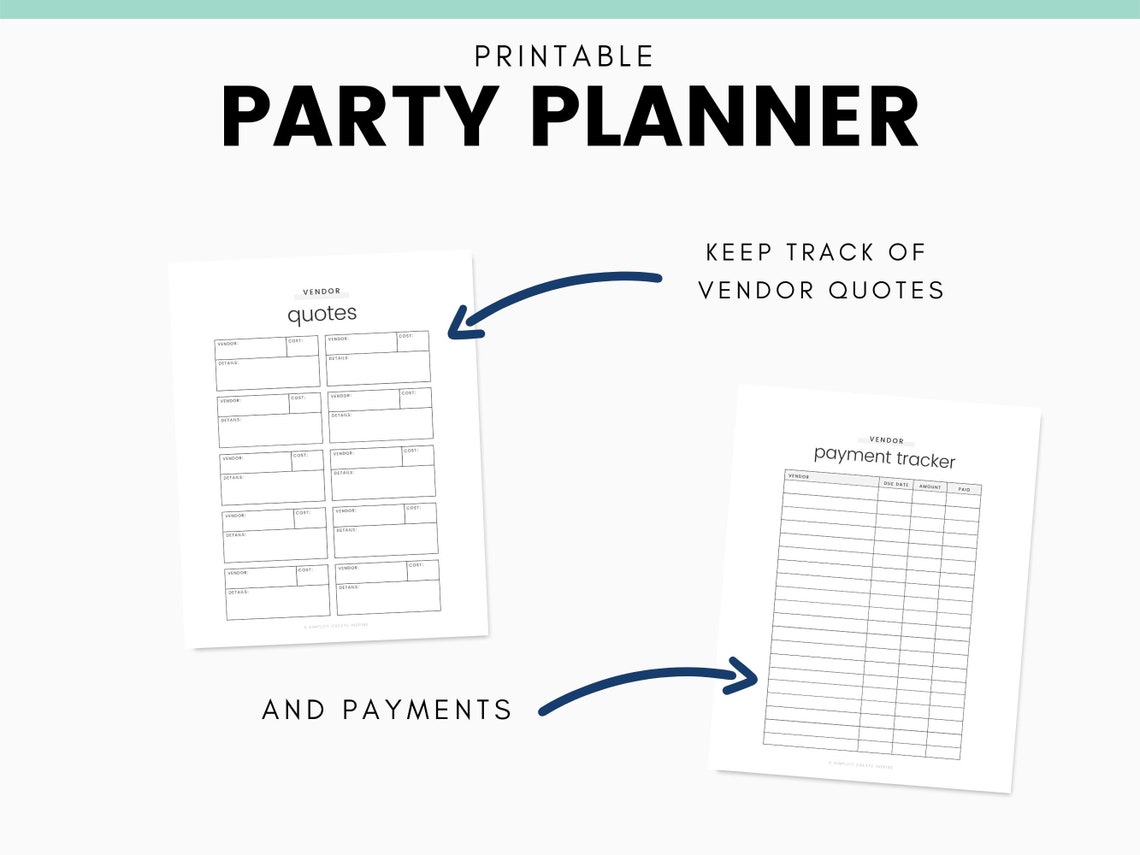 Printable Event Planner Party Planner Birthday Planner Event Checklist