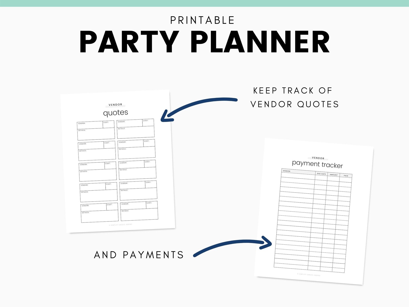 Printable Event Planner Party Planner Birthday Planner Event Checklist