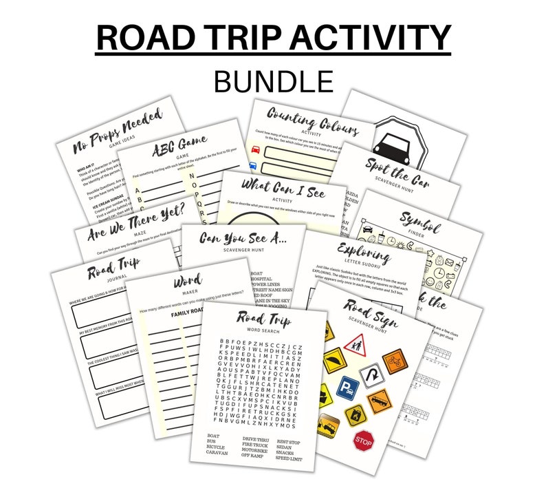 Road Trip Kids Activity Set 16 Pages Of Printable Etsy